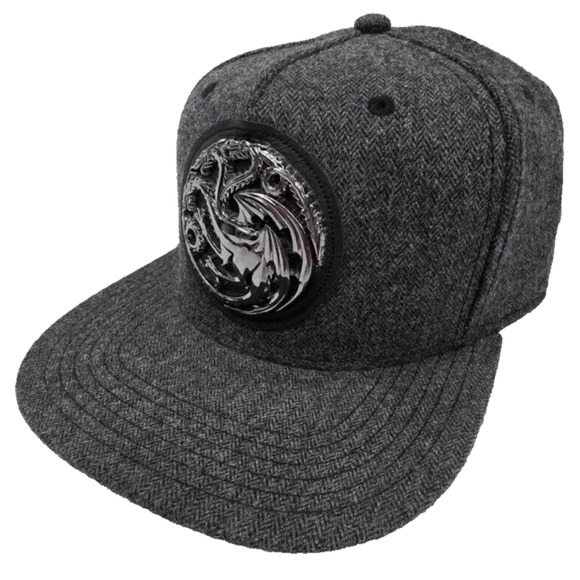 Game of Thrones House Targaryen Metal Crest Adjustable Snapback Flat Bill Hat - Picture 8 of 9